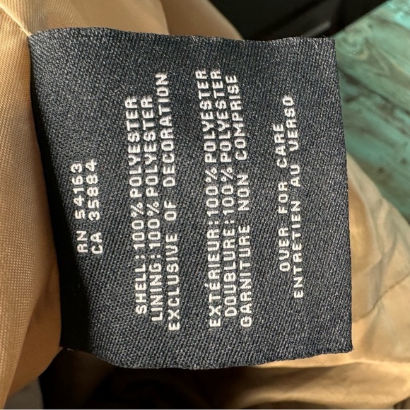 Cole Haan Men's Khaki Button Front Water Resistant Rain Coat Size Medium - Picture 13 of 14